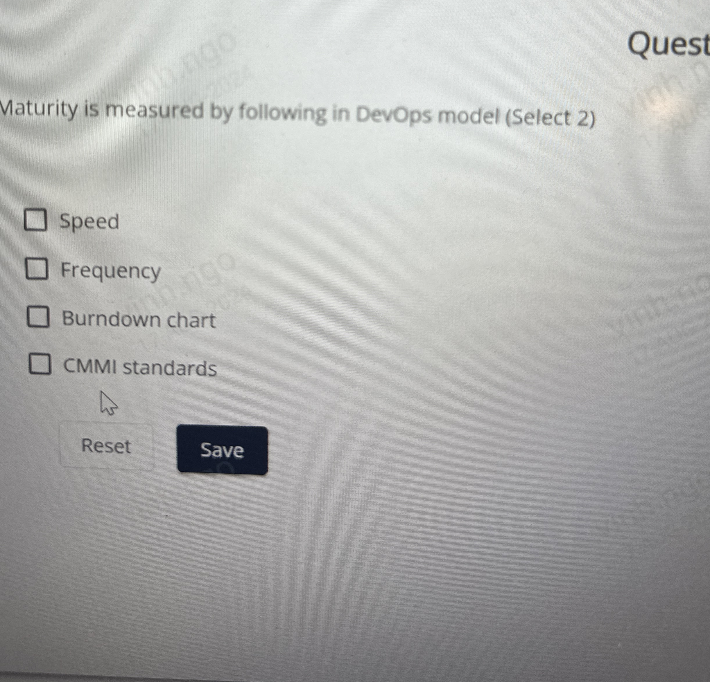 Quest Uaturity is measured by following in DevOps