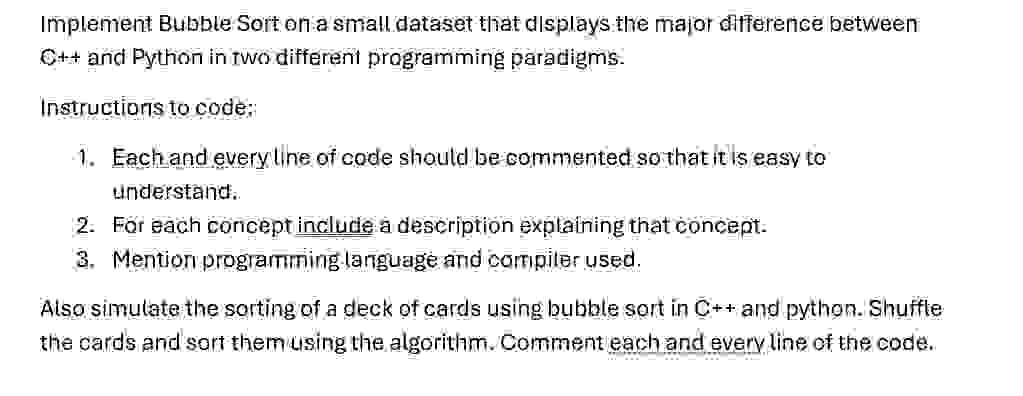 Please, Write code for the below programming