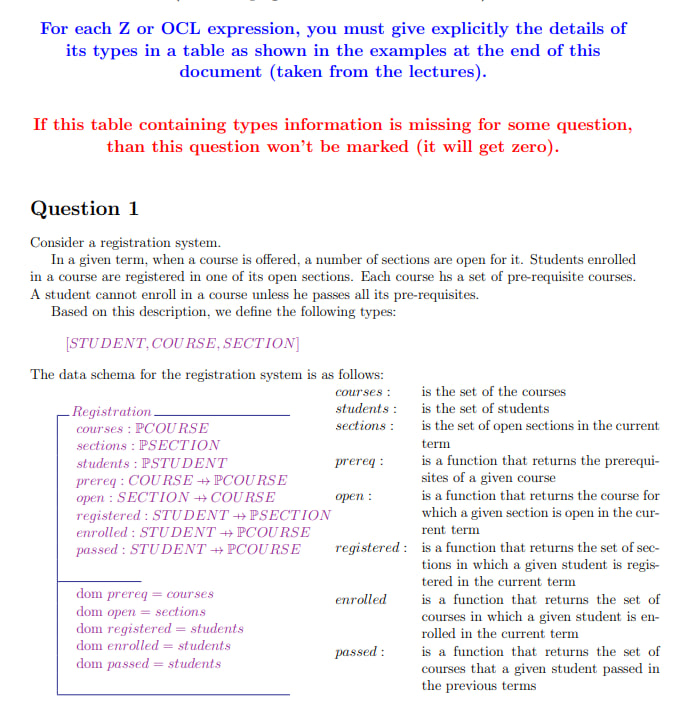 For each Z or OCL expression, you must give