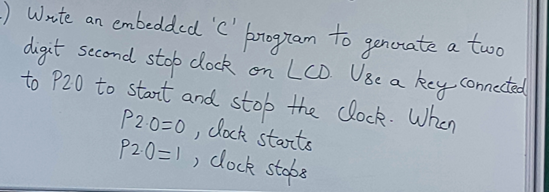 Write an embedded ' C ' program to generate a two