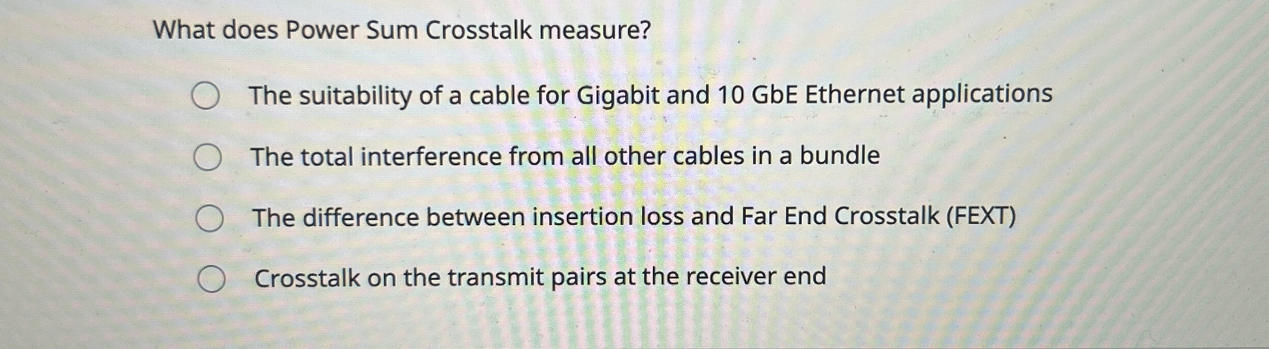 What does Power Sum Crosstalk measure? The