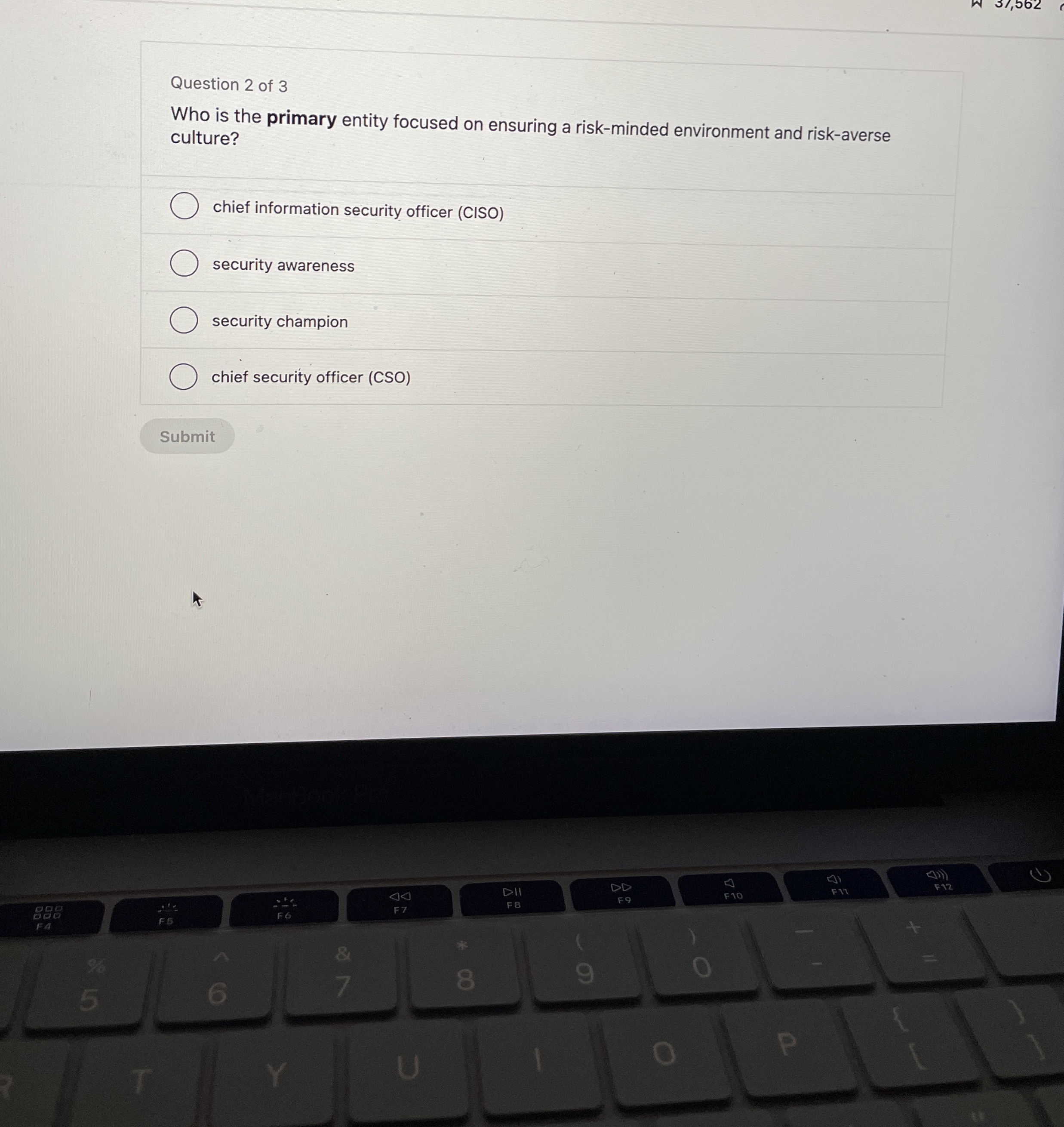 Question 2 of 3 Who is the primary entity focused