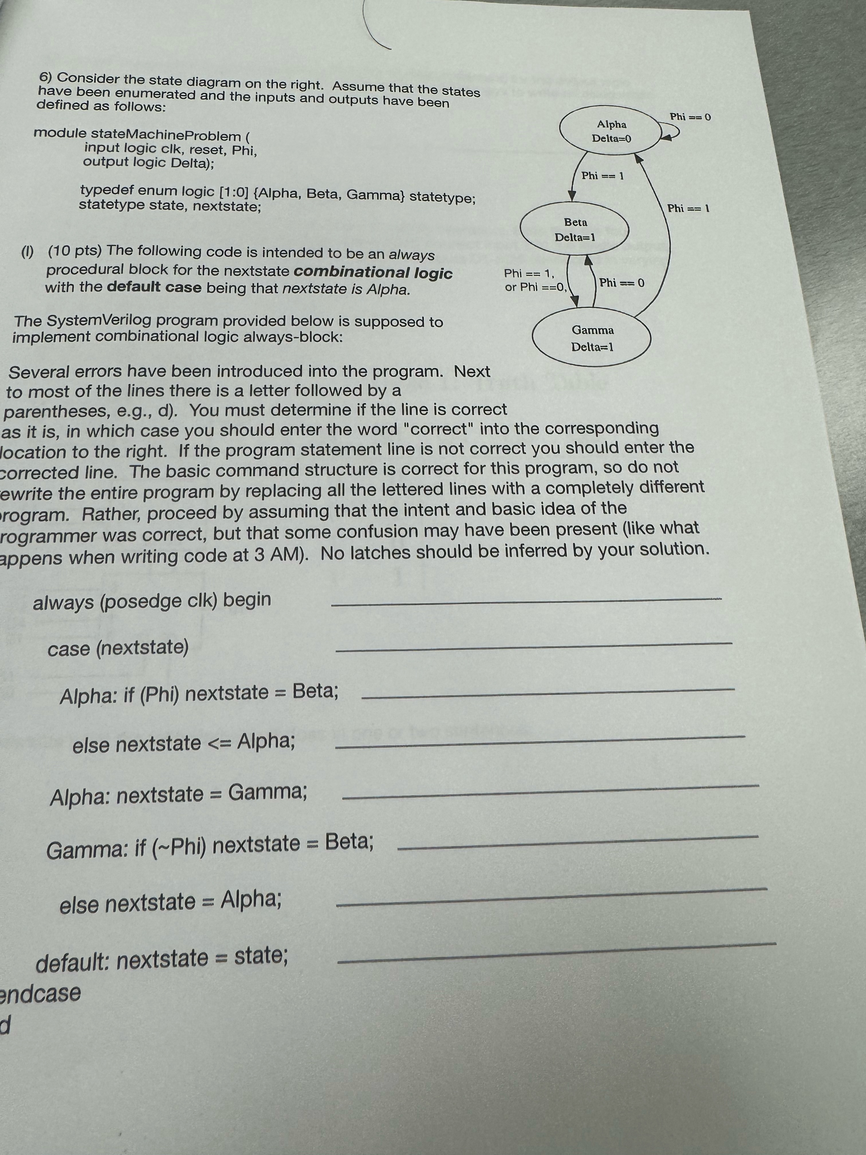 Consider the state diagram on the right. Assume