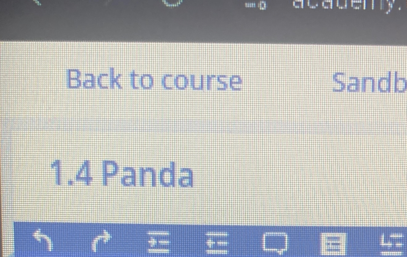 Back to course Sandb 1 . 4 Panda