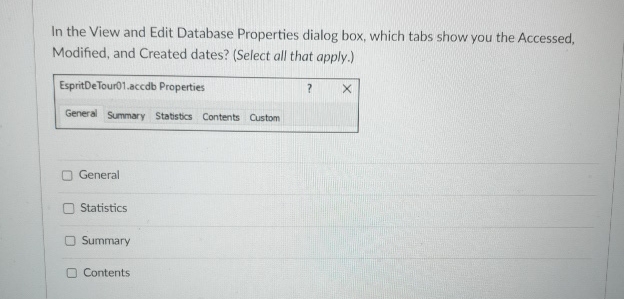 In the View and Edit Database Properties dialog