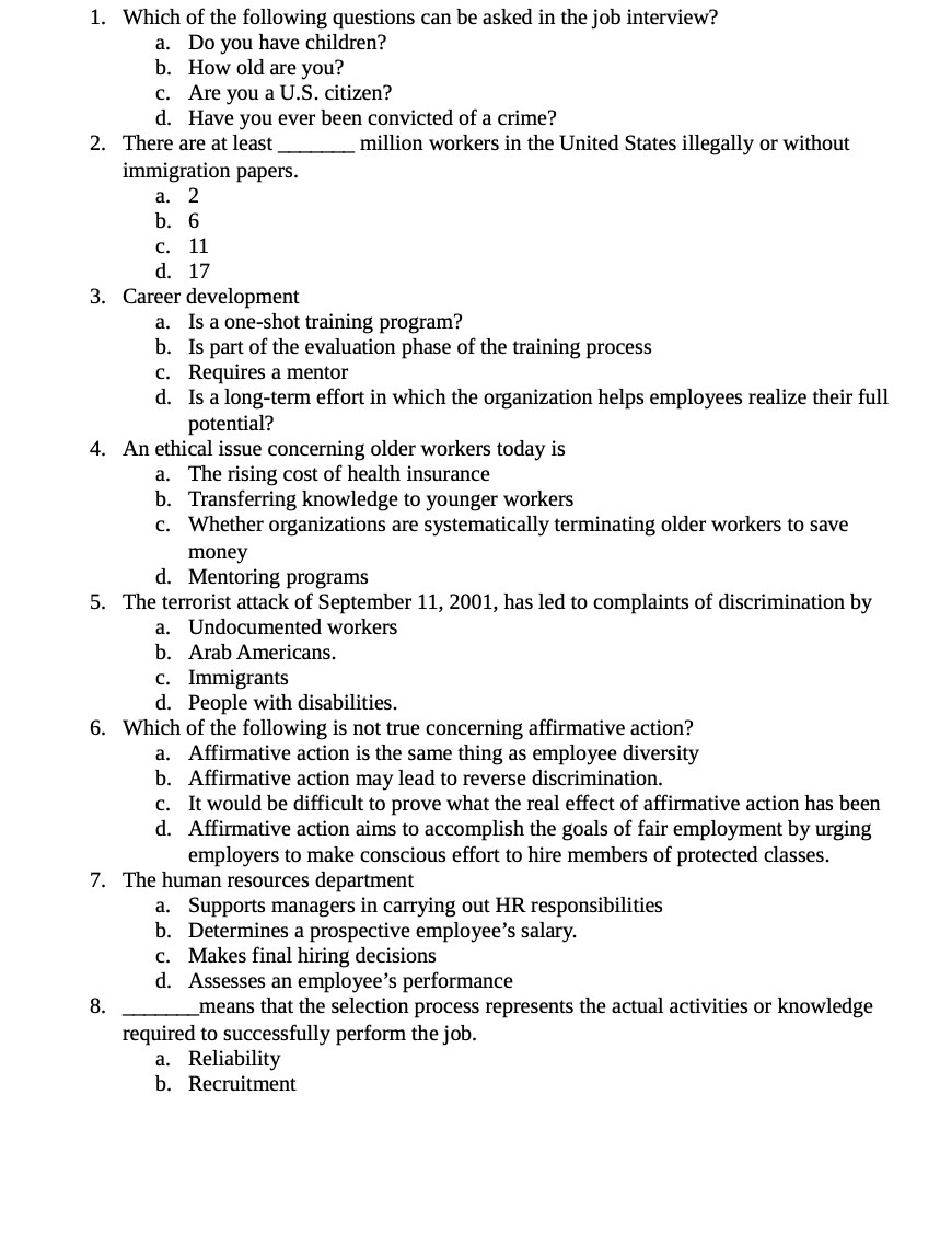 Which of the following questions can be asked in