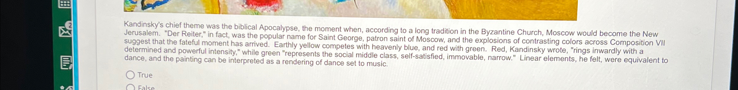 Kandinsky's chief theme was the biblical