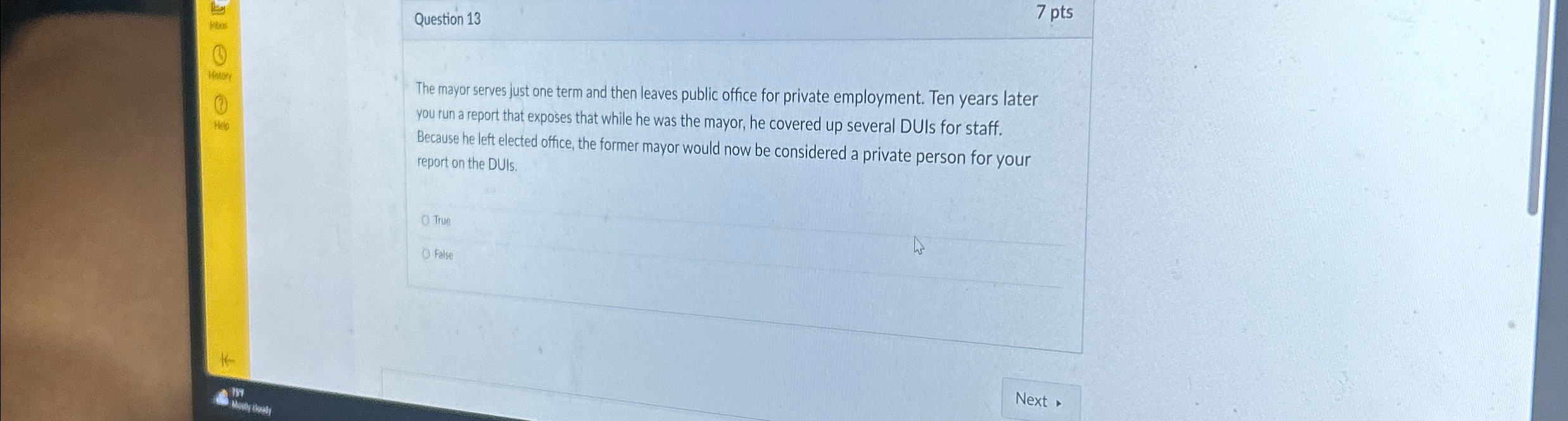 Question 1 3 7 p t s The mayor serves just one