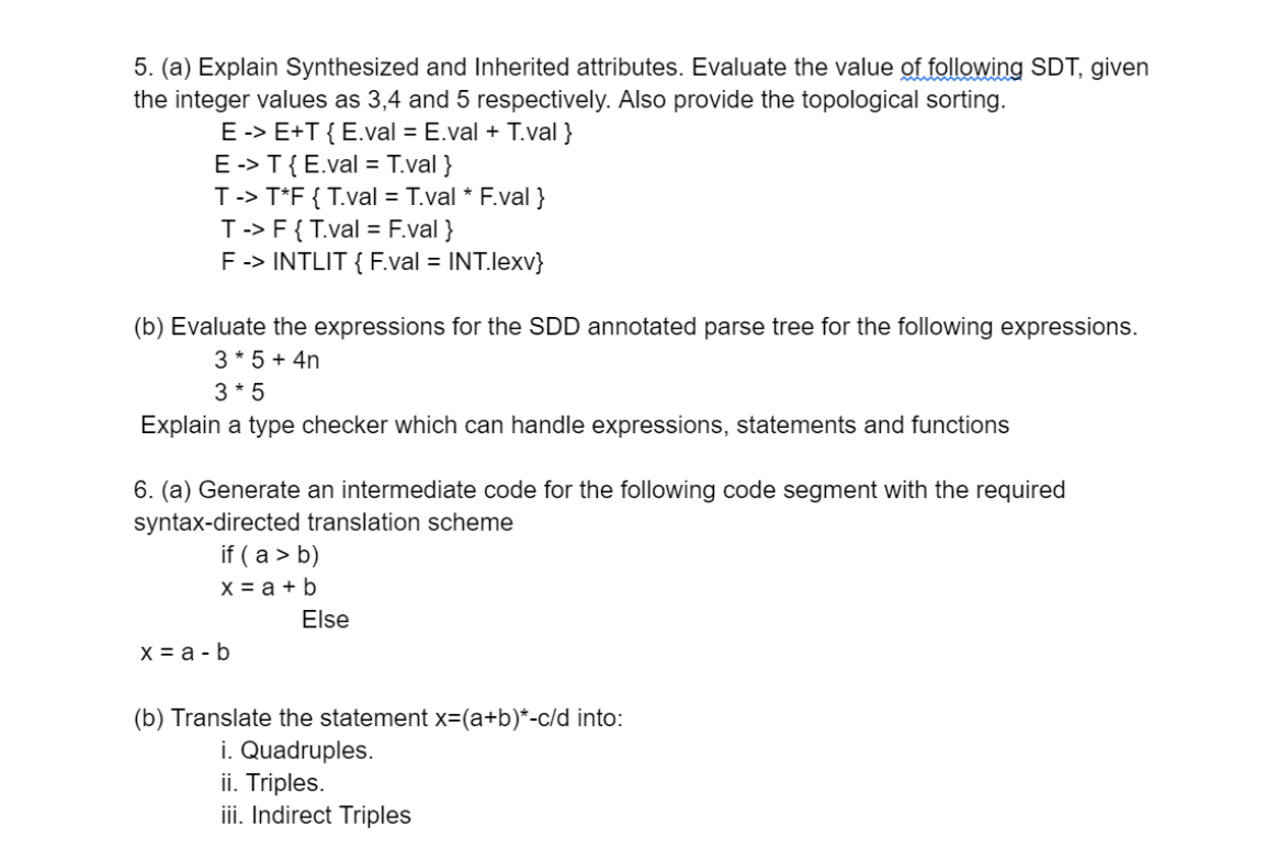 ( a ) Explain Synthesized and Inherited