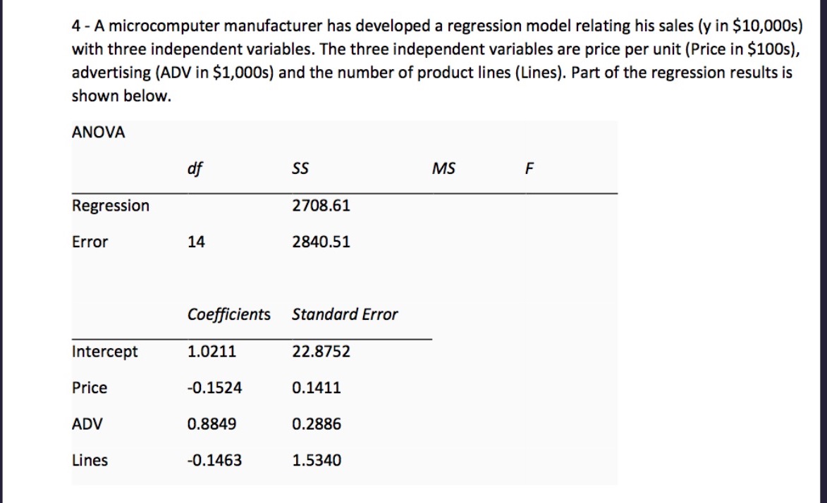 a. Use the above results to write out the