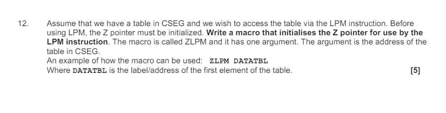 Assume that we have a table in CSEG and we wish