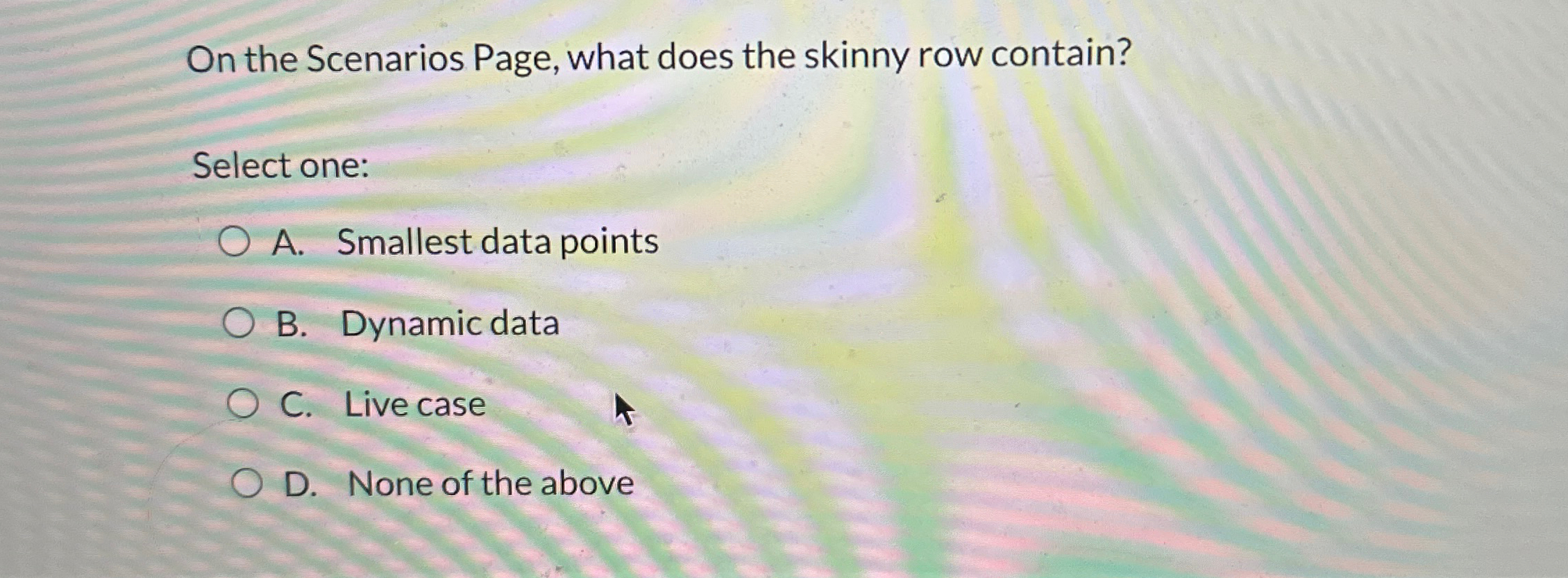 On the Scenarios Page, what does the skinny row