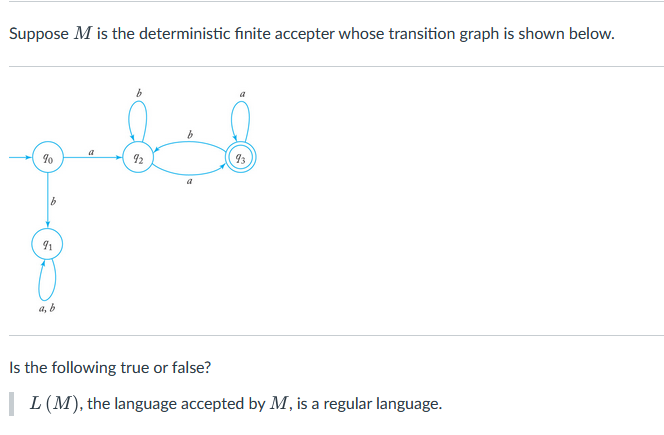 Is the following true or false? L ( M ) , the