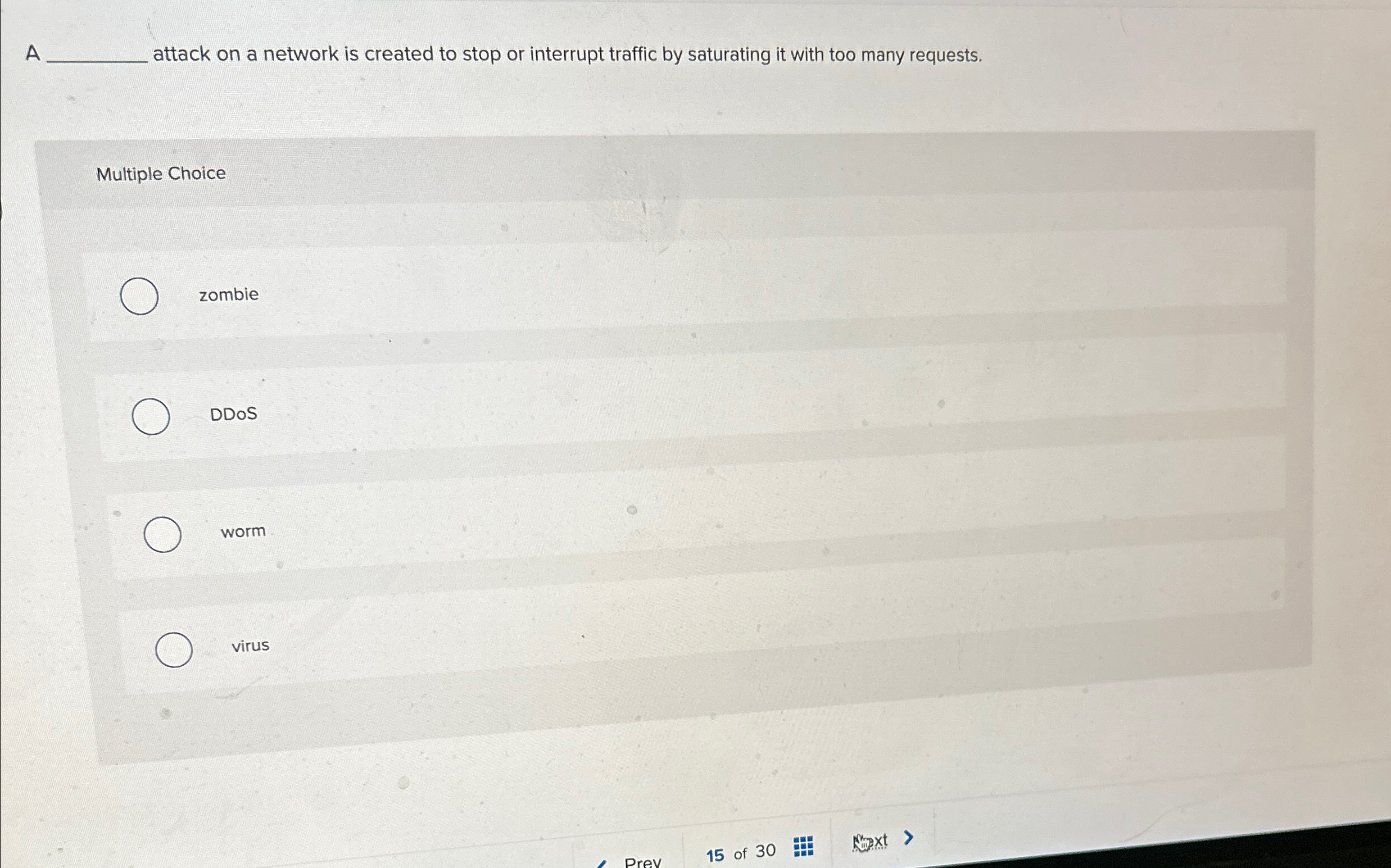 A attack on a network is created to stop or