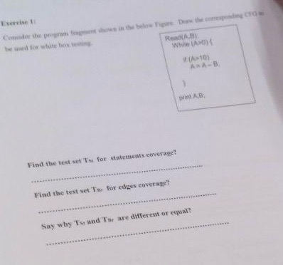 Draw the CFG correctly and Find the teat set T