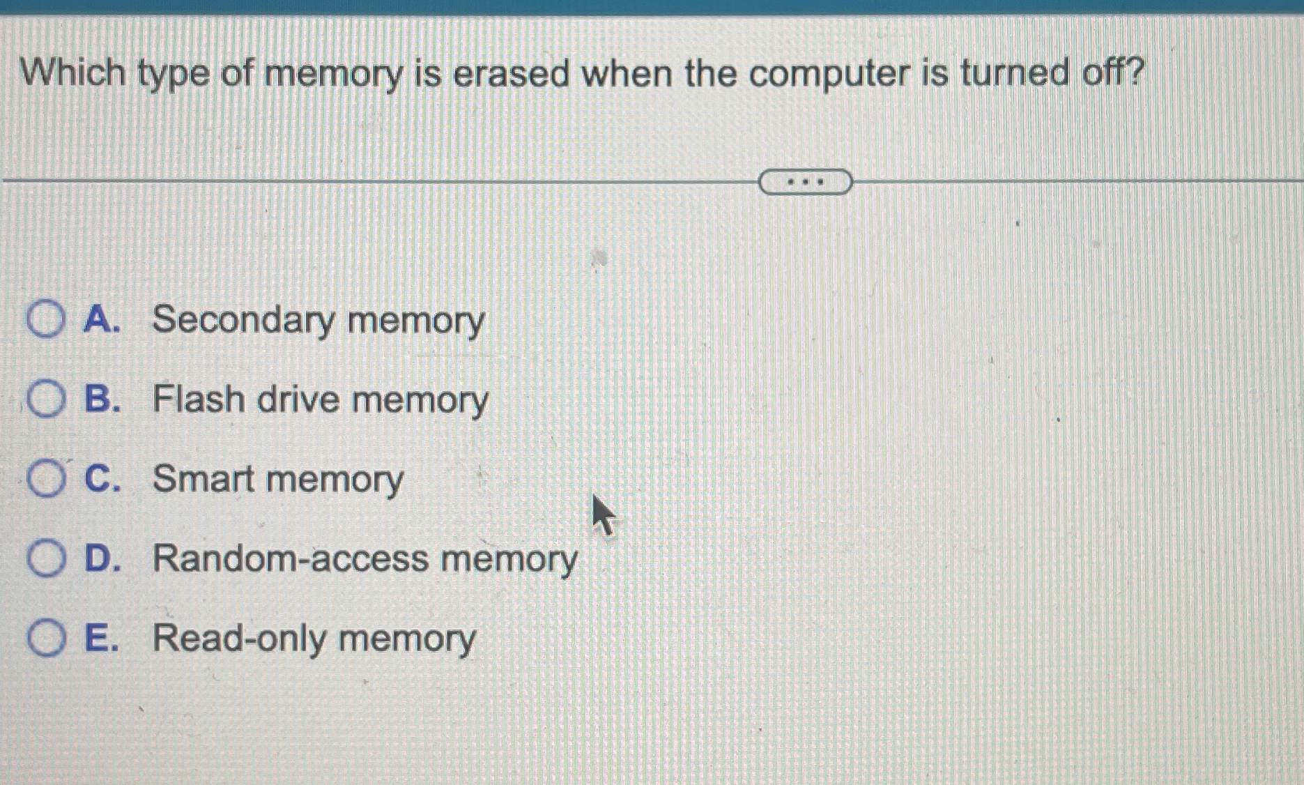 Which type of memory is erased when the computer