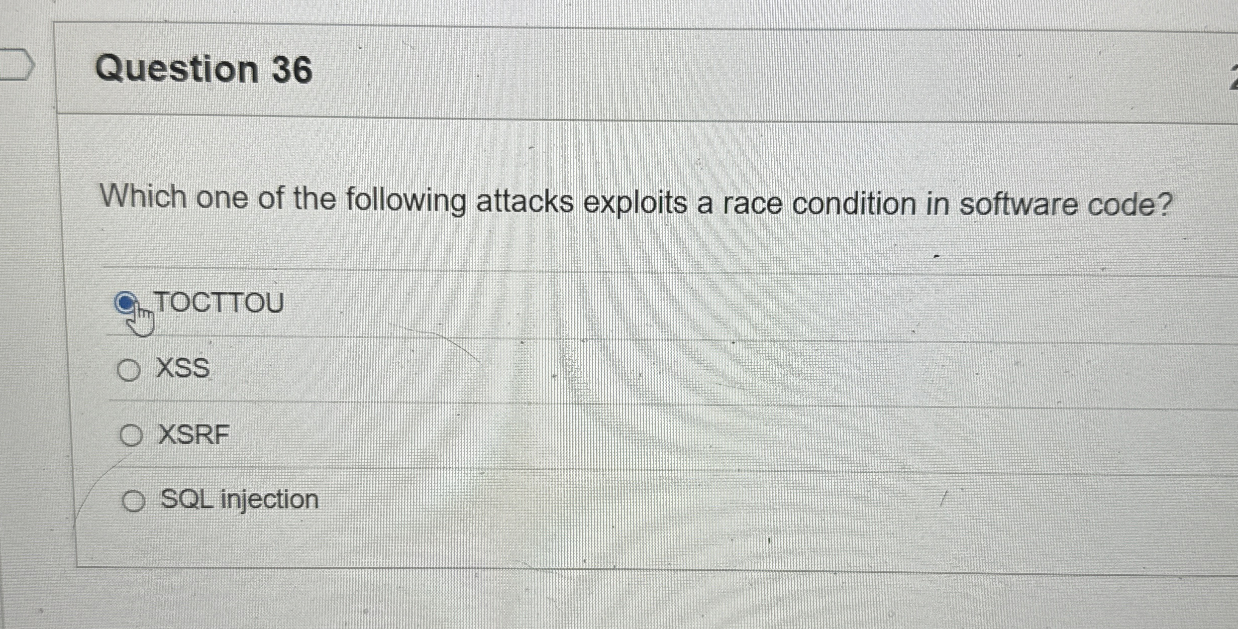 Question 3 6 Which one of the following attacks