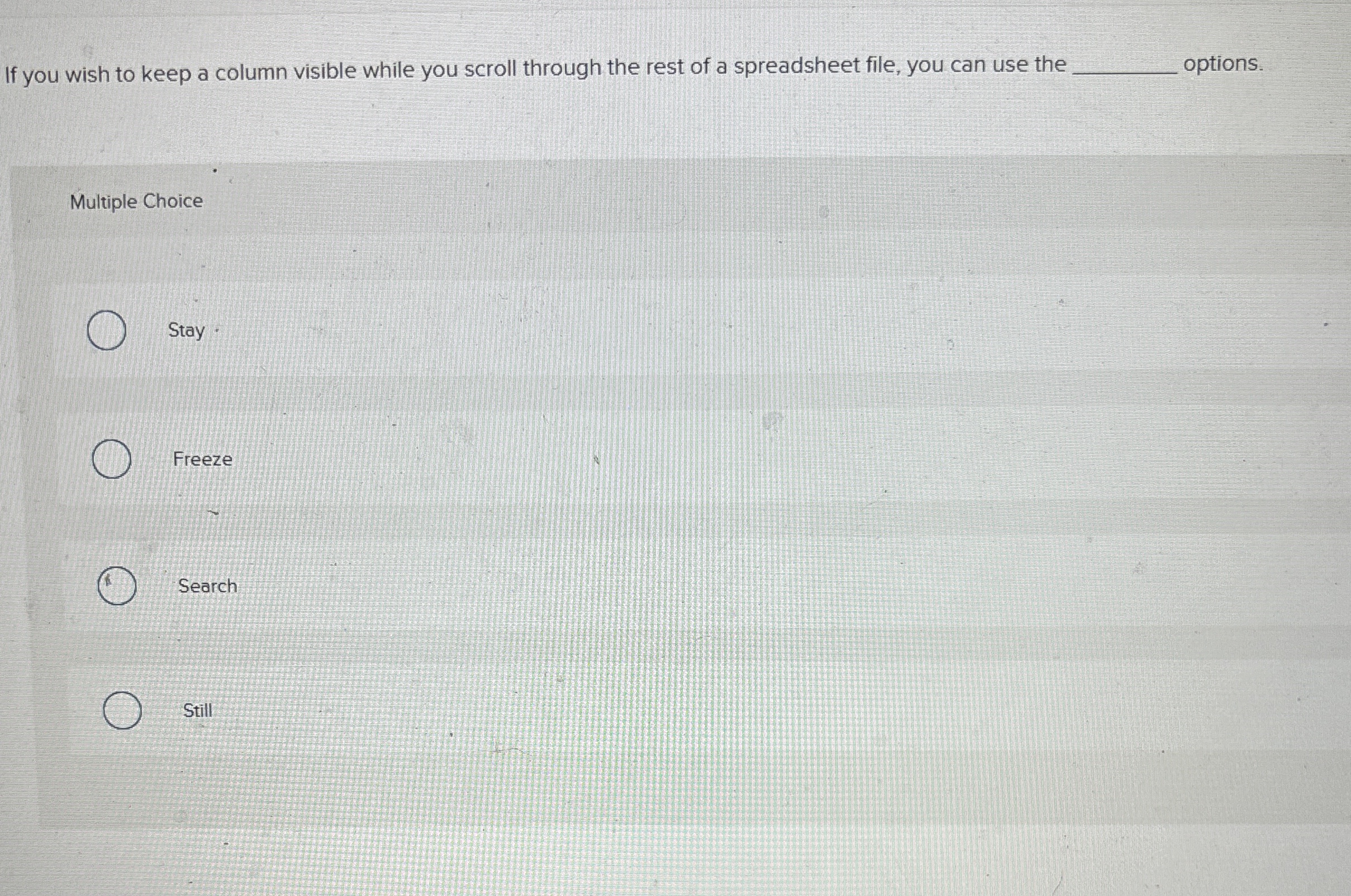 If you wish to keep a column visible while you