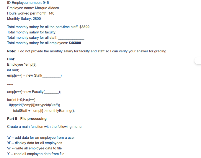 Part I - Polymorphism Payroll System Using