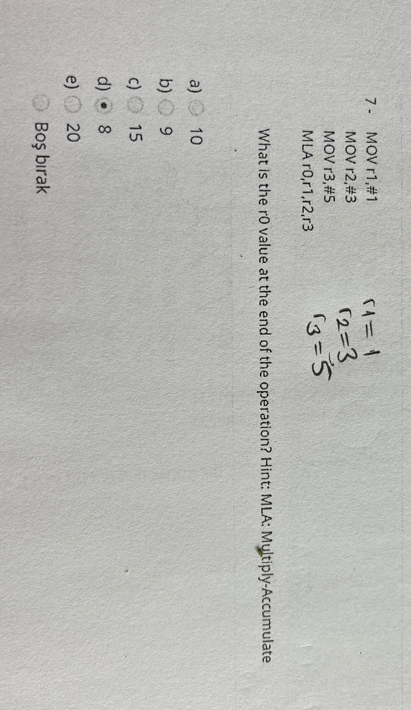 \ table [ [ MOV 1 , # 1 , r 1 = 1