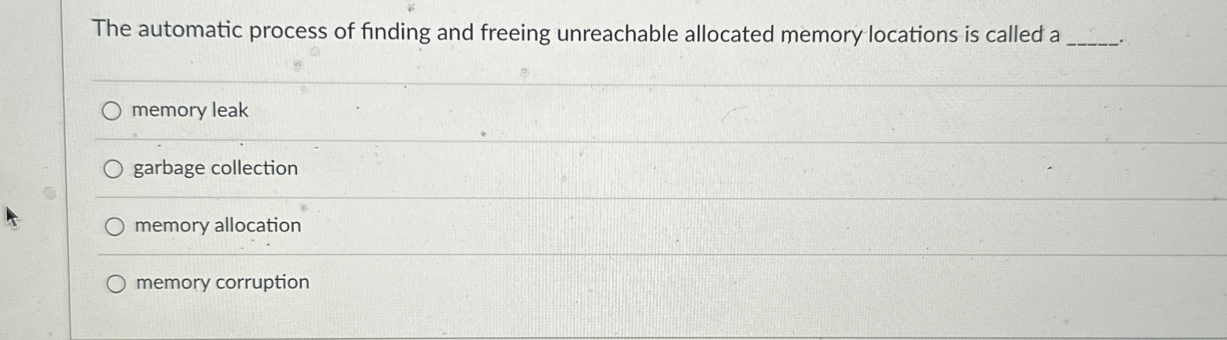 The automatic process of finding and freeing