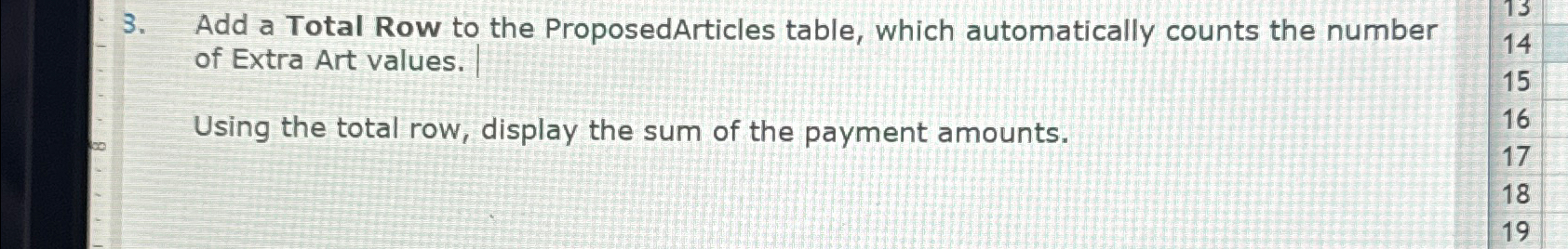 Add a Total Row to the ProposedArticles table,