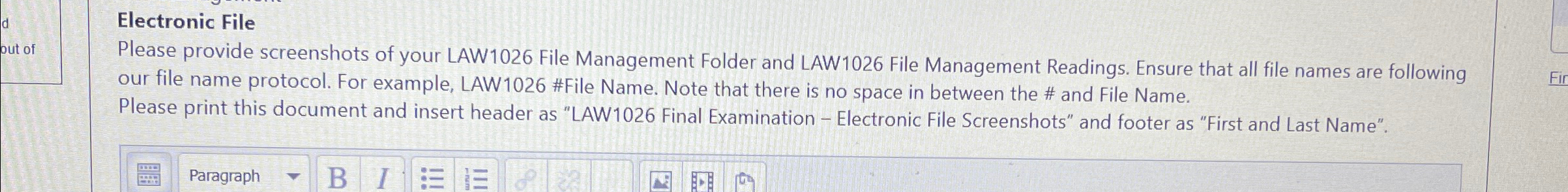 Electronic File Please provide screenshots of