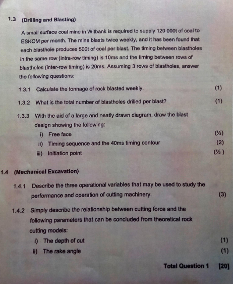 Question 1 1.1 (Excavation Support) 5 m Sandstone
