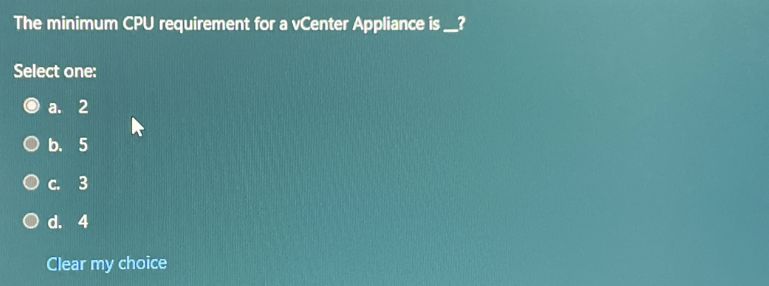 The minimum CPU requirement for a vCenter