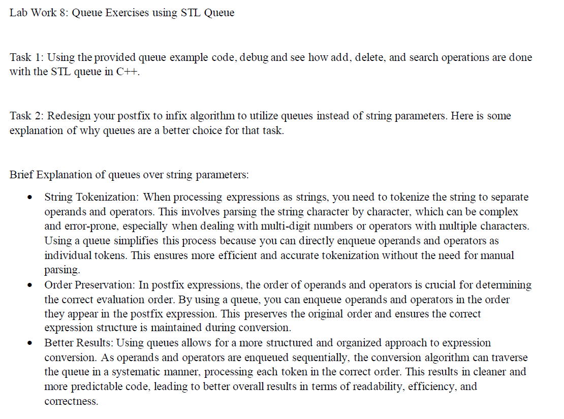 Lab Work 8 : Queue Exercises using STL Queue Task