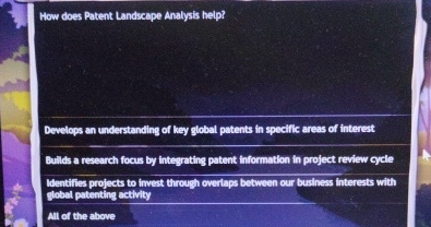 How does Patent Landscape Analysis help? Develops
