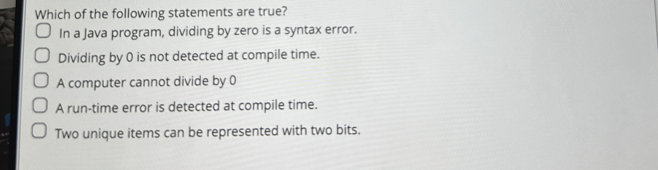 Which of the following statements are true? In a