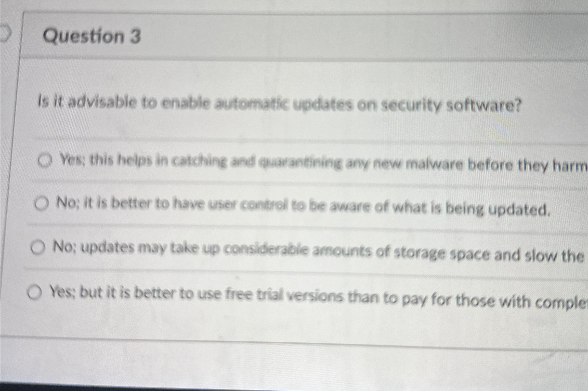 Question 3 Is it advisable to enable automatic