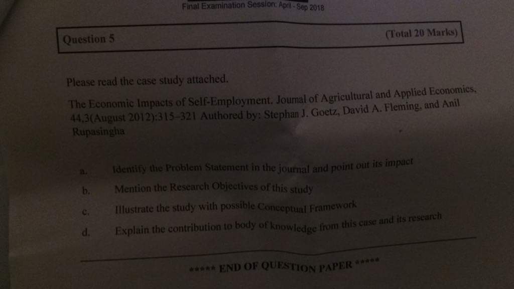 Final Examination Session . April - Sep. 2018`