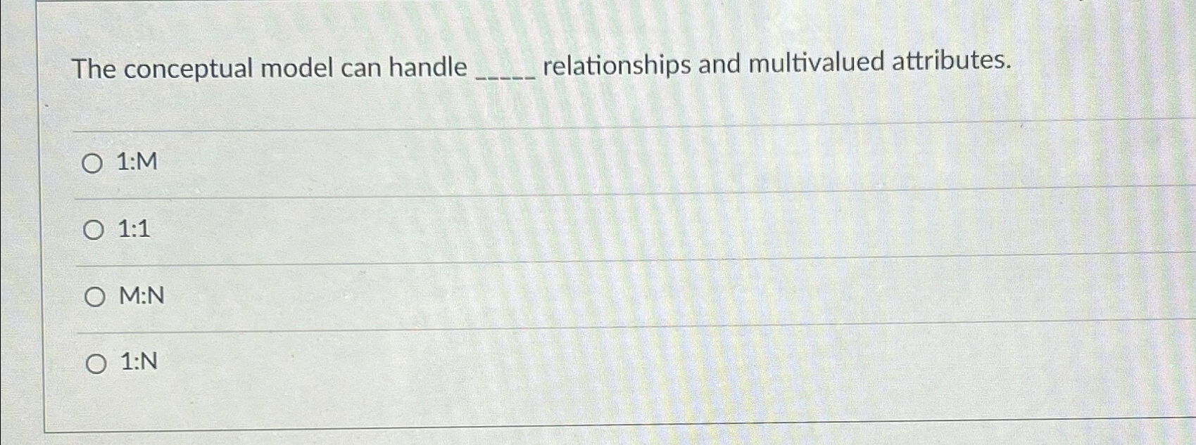 The conceptual model can handle q , relationships