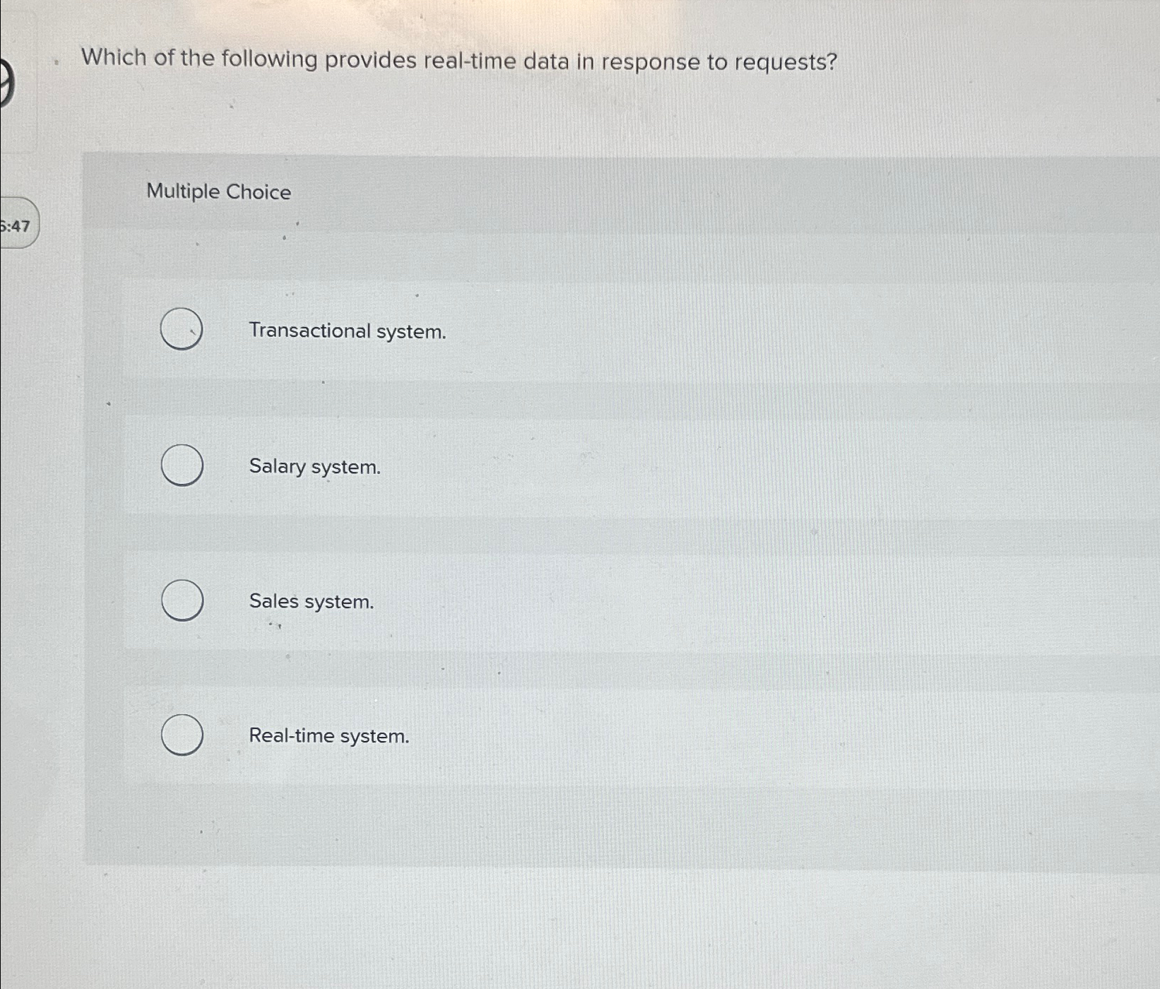 Which of the following provides real - time data
