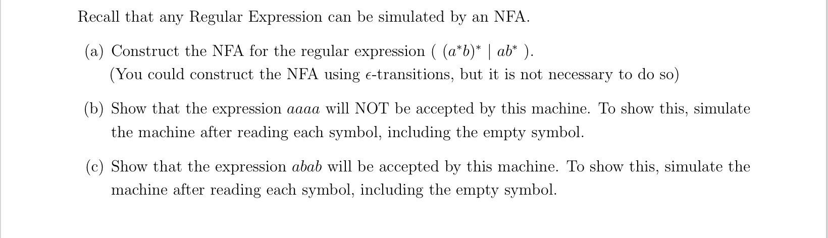 Recall that any Regular Expression can be