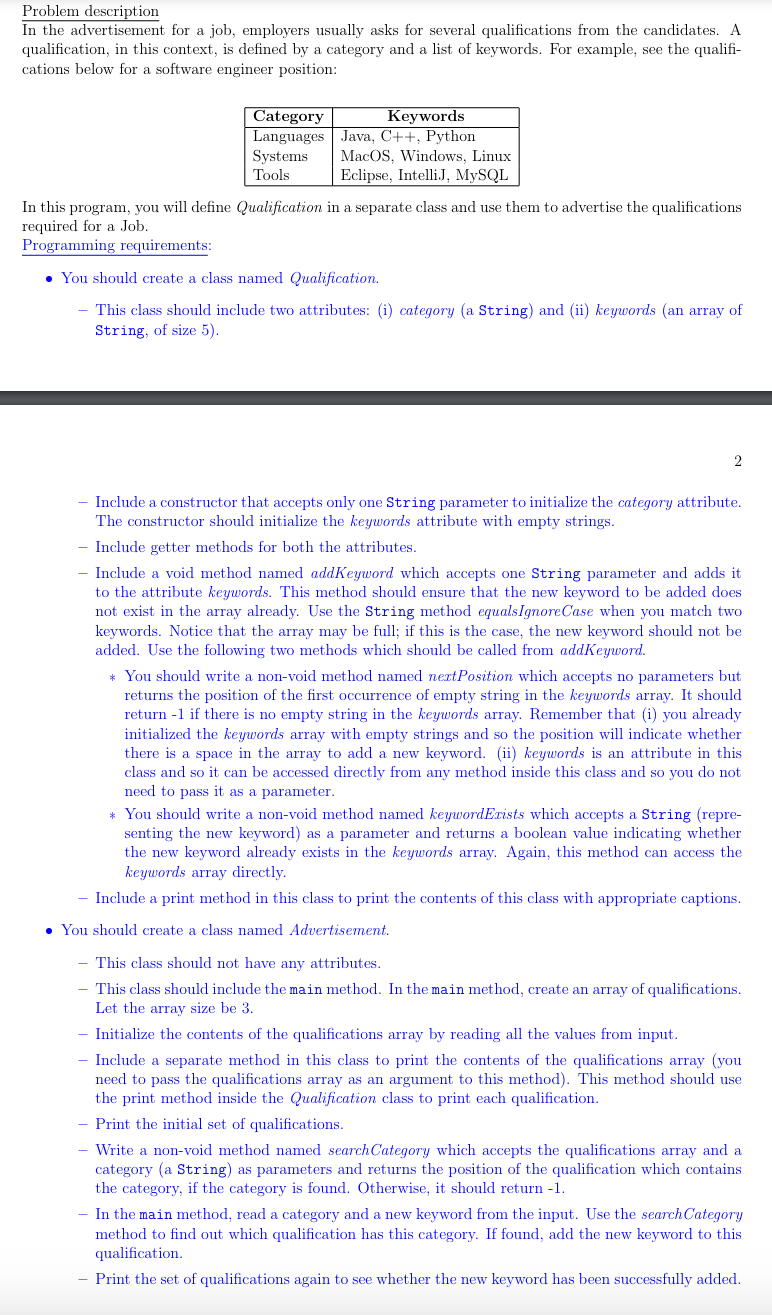 Create a beginner CS program Problem description
