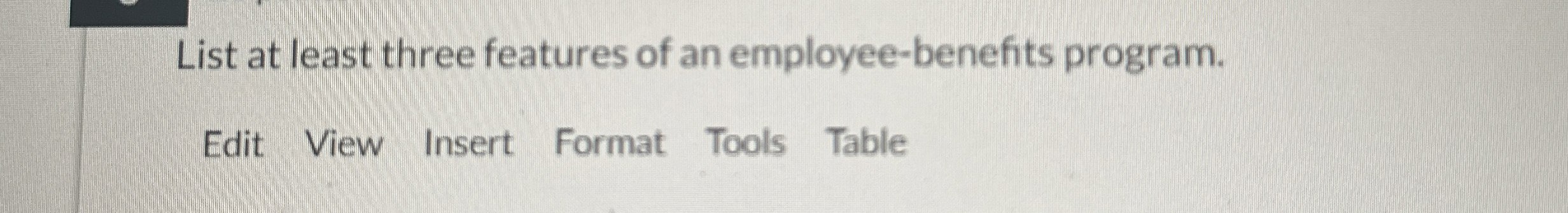 List at least three features of an employee -