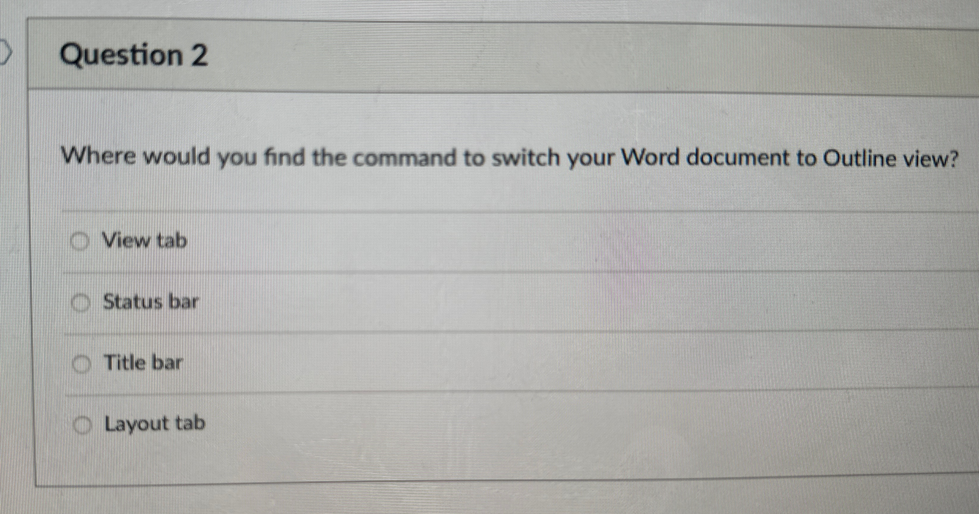 Question 2 Where would you find the command to