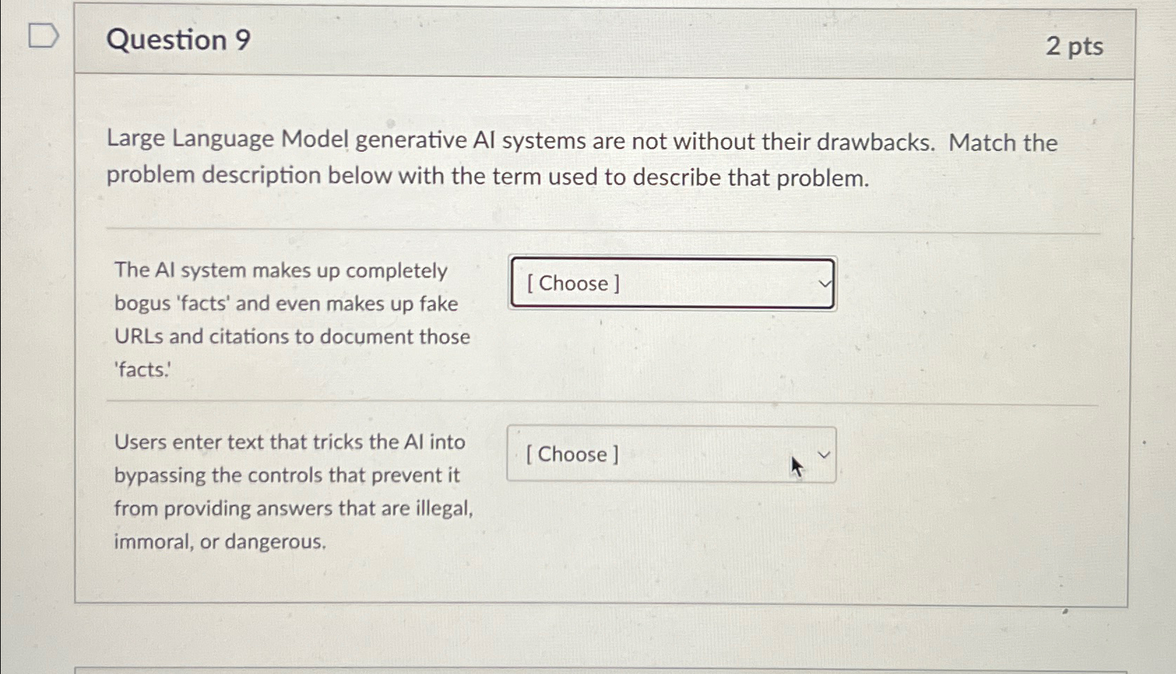 Question 9 2 p t s Large Language Model