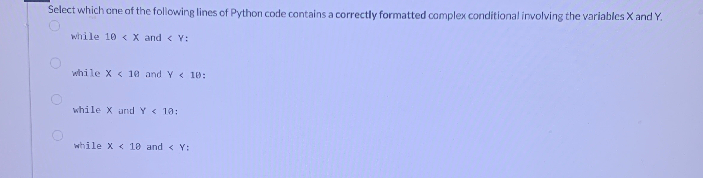 Select which one of the following lines of Python