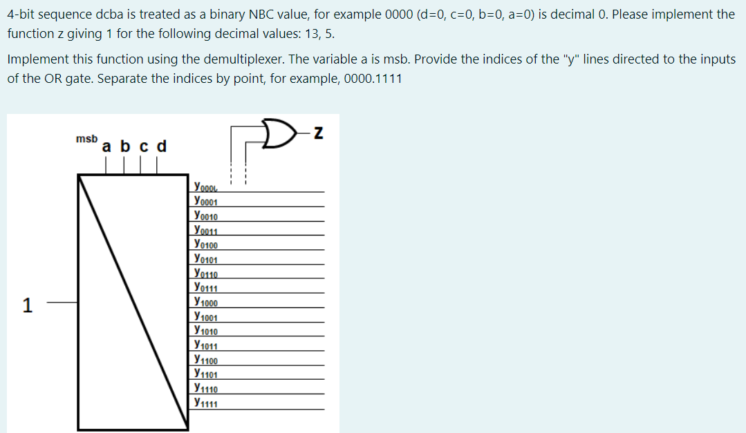 4 - bit sequence dcba is treated as a binary NBC