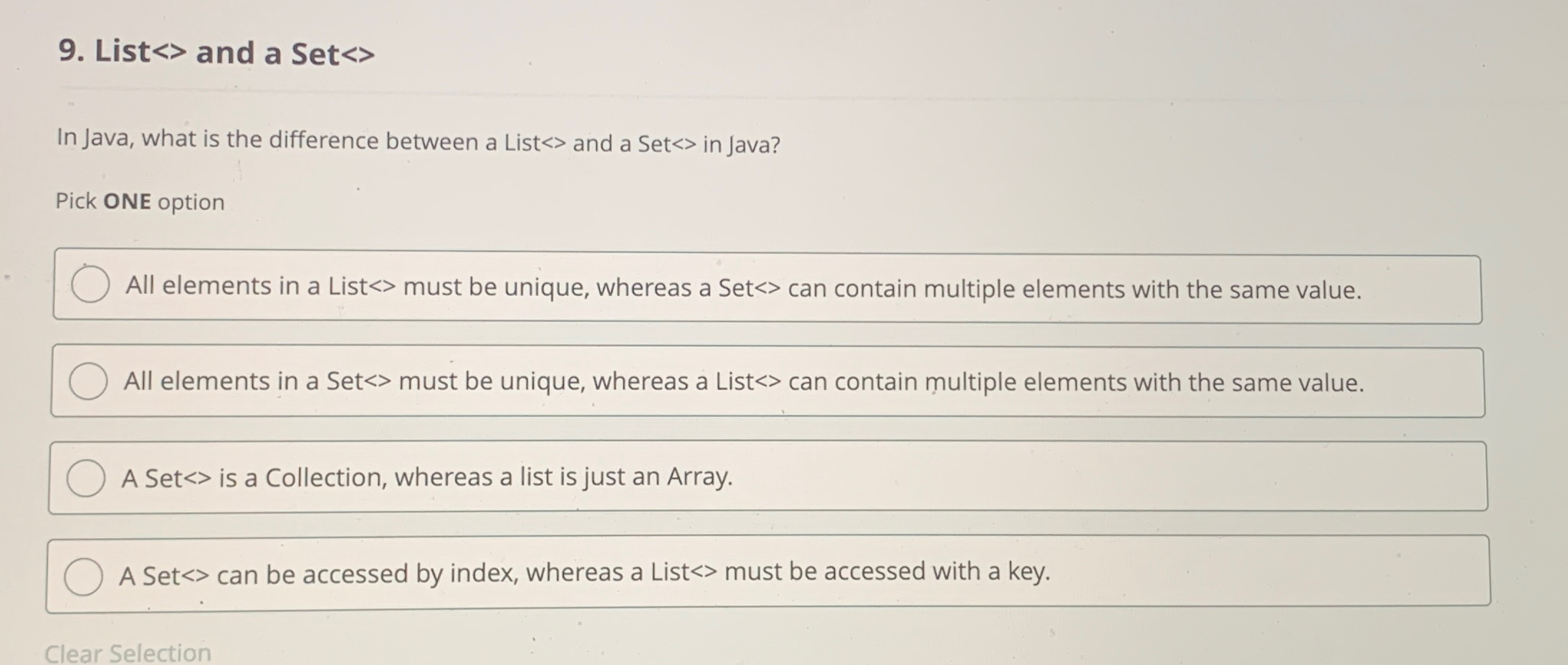 List < > and a Set < > In Java, what is the