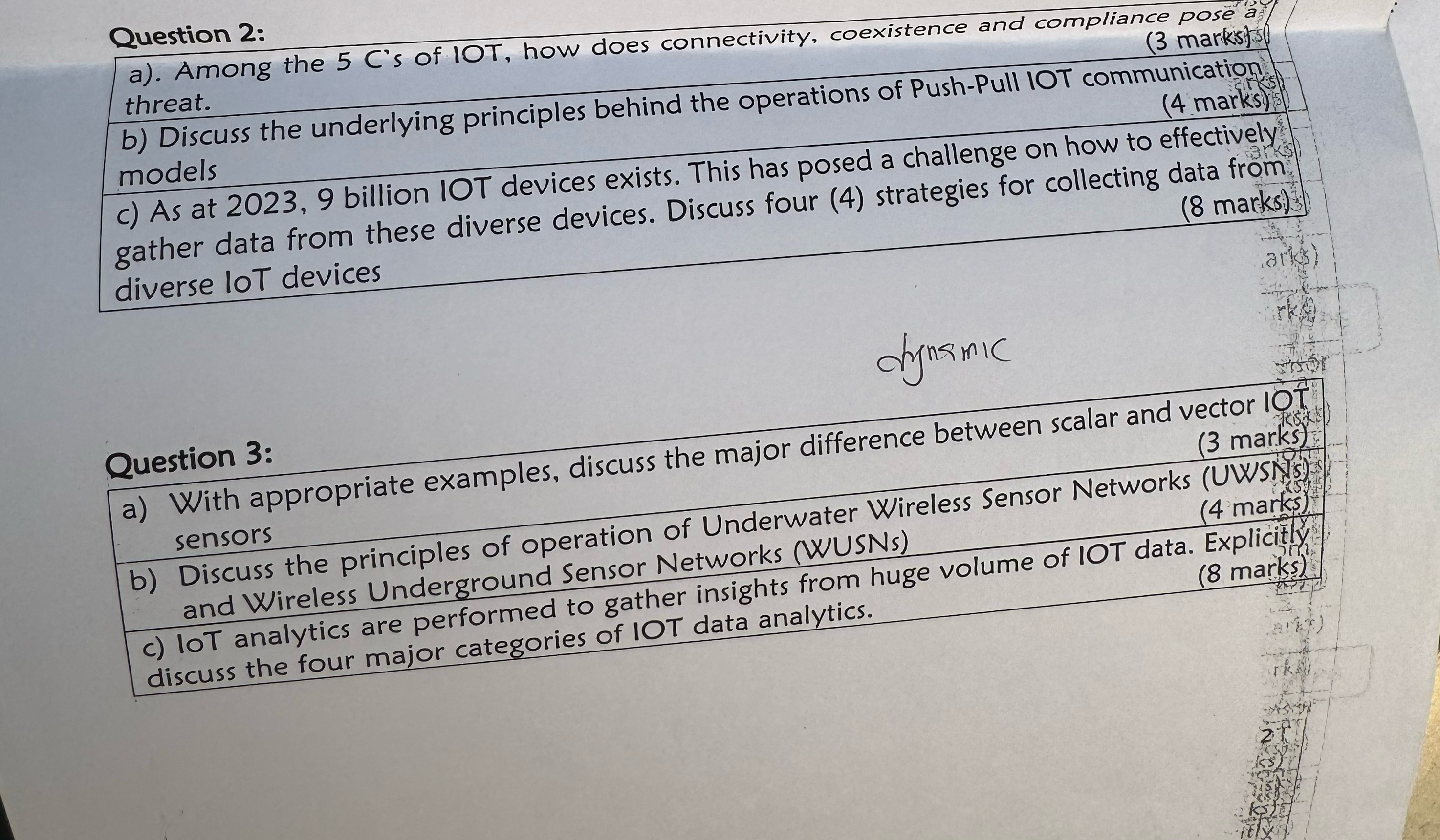 Question 2 : a ) . Among the 5 C ' s of IOT, how