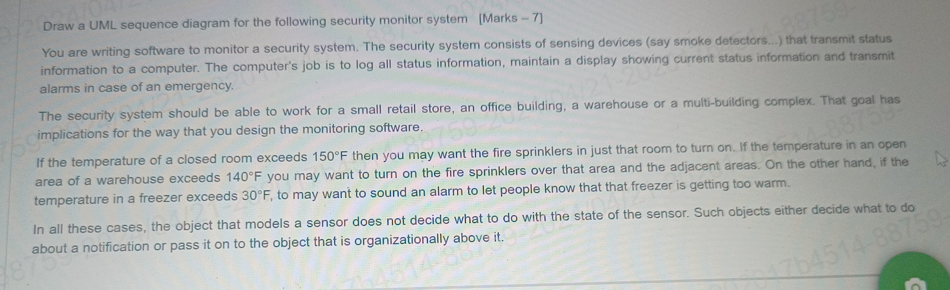 Draw a UML sequence diagram for the following