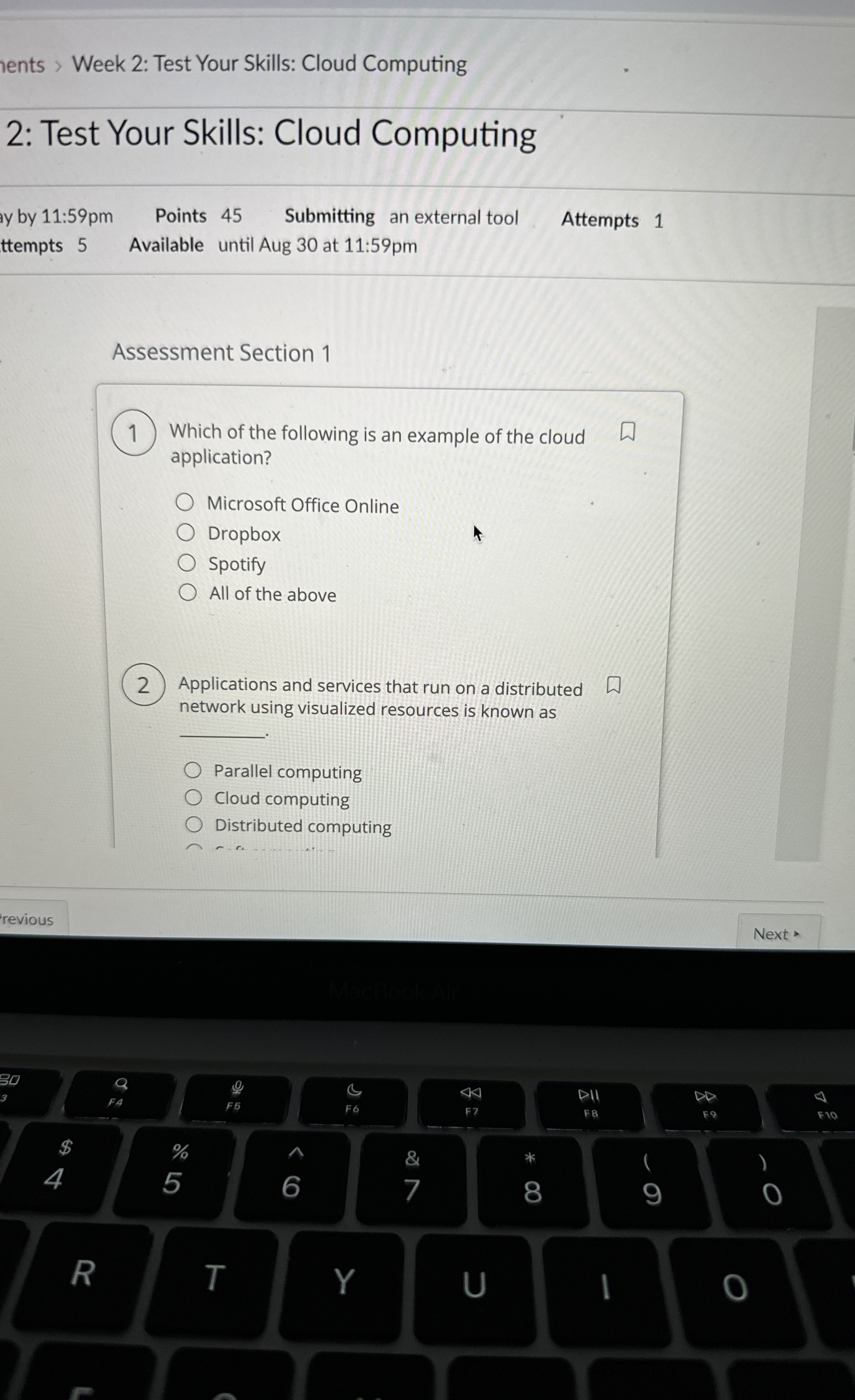 ents > Week 2 : Test Your Skills: Cloud Computing