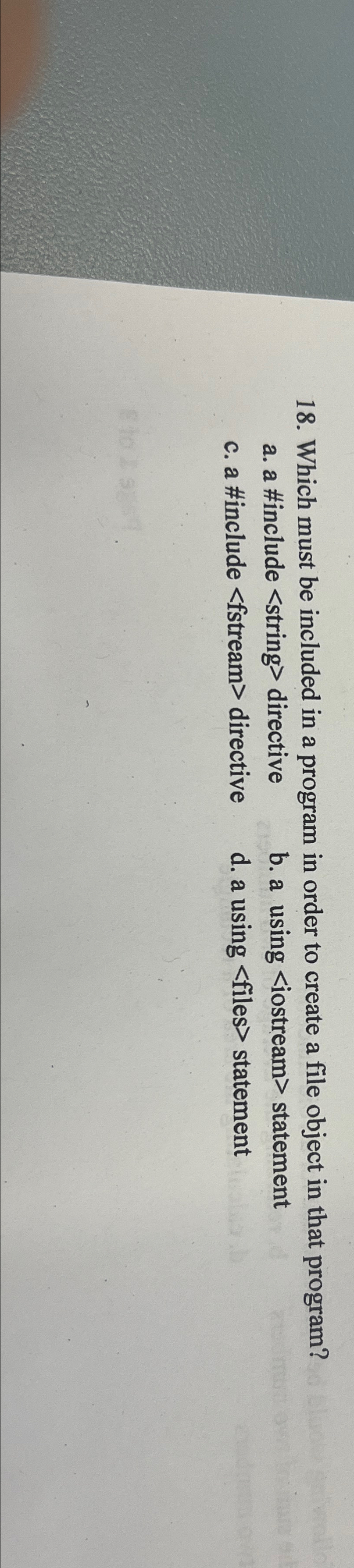 Which must be included in a program in order to