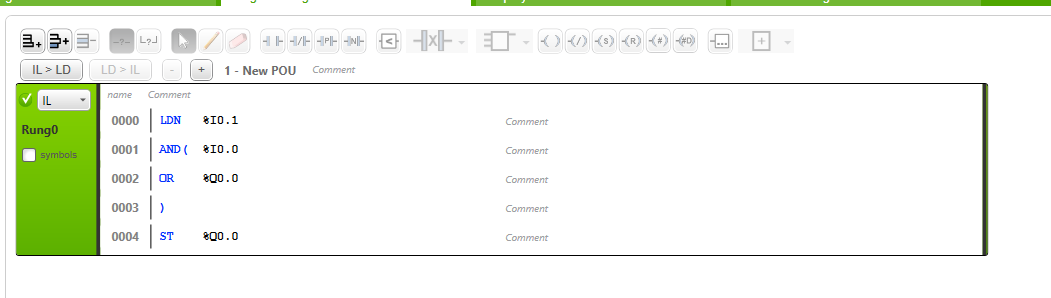 Translate this code into ladder logic code its
