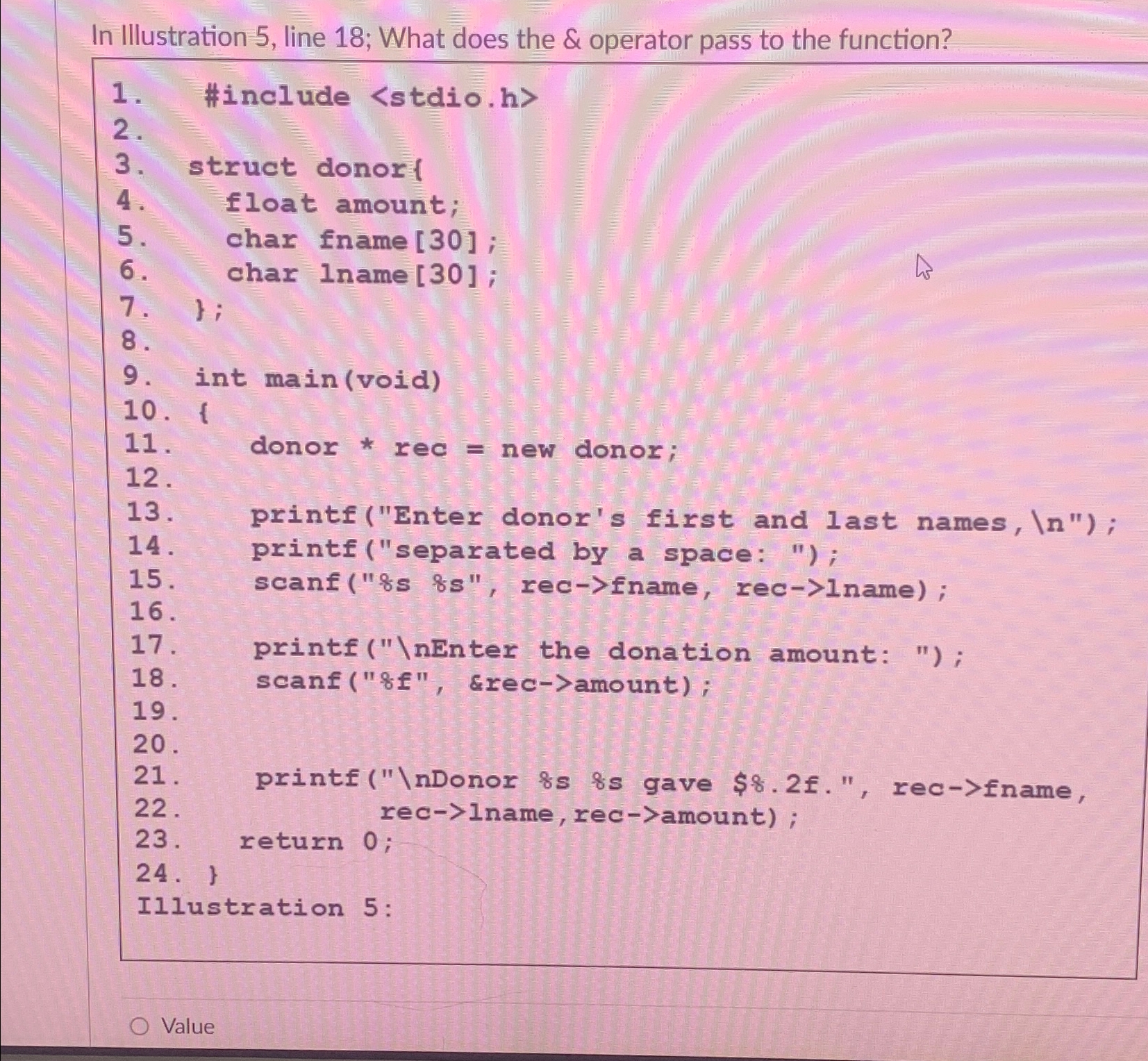 In Illustration 5 , line 1 8 ; What does the &